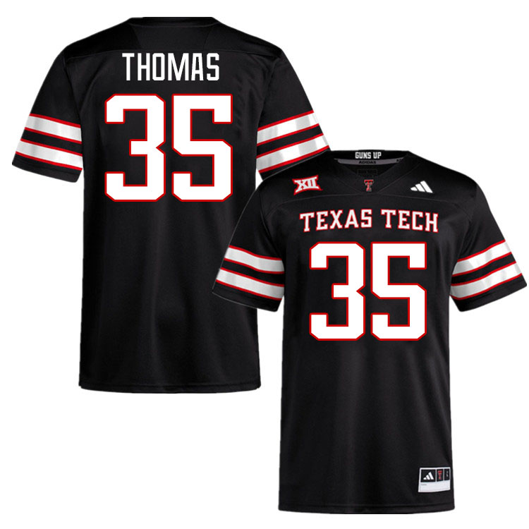 #35 Zach Thomas Texas Tech Red Raiders Jerseys College Football Uniforms Stitched-Black